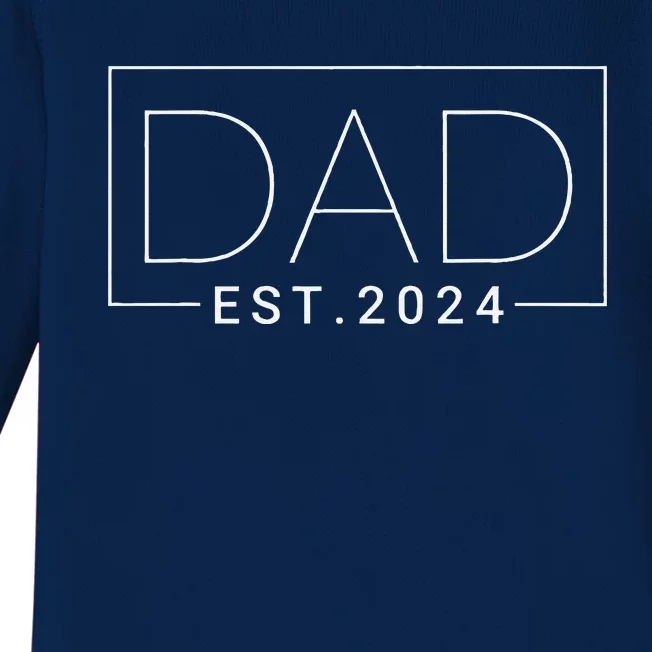 Dad Est 2024 New Dad Gift For Dad Anniversary Father Baby Long Sleeve Bodysuit