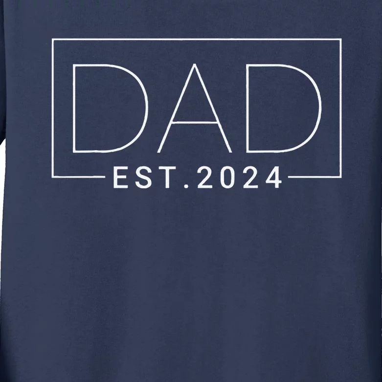 Dad Est 2024 New Dad Gift For Dad Anniversary Father Kids Long Sleeve Shirt