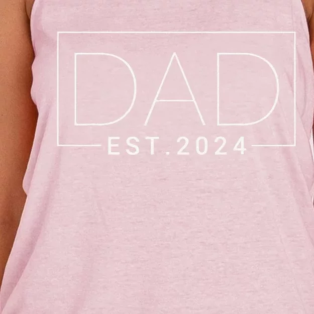 Dad Est 2024 New Dad Gift For Dad Anniversary Father Women's Knotted Racerback Tank