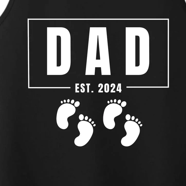 Dad Est. 2024 Fathers Day Expecting Baby Funny New Dad Baby Twins Performance Tank