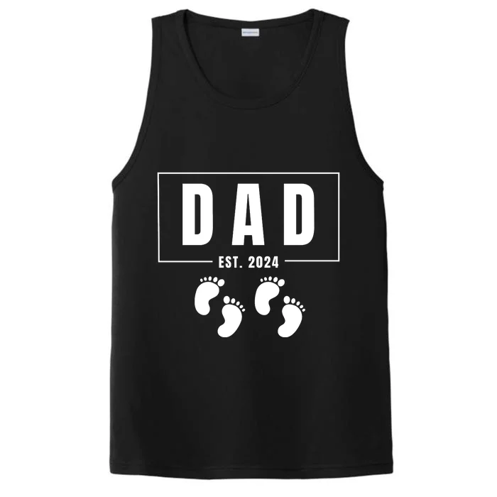 Dad Est. 2024 Fathers Day Expecting Baby Funny New Dad Baby Twins Performance Tank