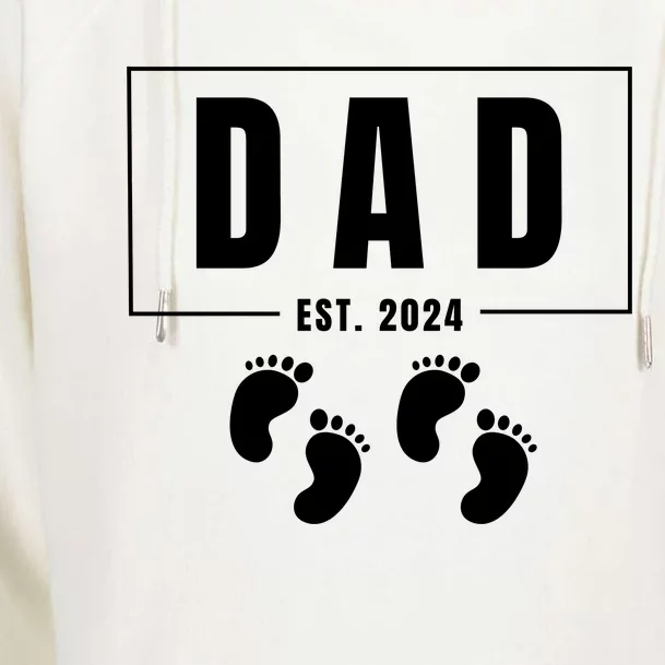 Dad Est. 2024 Fathers Day Expecting Baby Funny New Dad Baby Twins Womens Funnel Neck Pullover Hood