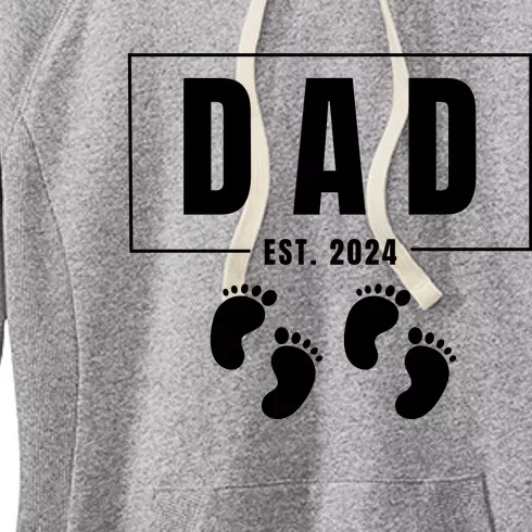 Dad Est. 2024 Fathers Day Expecting Baby Funny New Dad Baby Twins Women's Fleece Hoodie