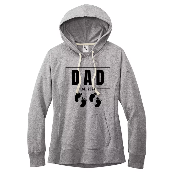 Dad Est. 2024 Fathers Day Expecting Baby Funny New Dad Baby Twins Women's Fleece Hoodie