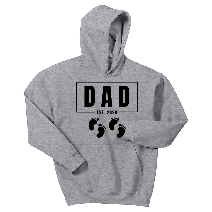 Dad Est. 2024 Fathers Day Expecting Baby Funny New Dad Baby Twins Kids Hoodie