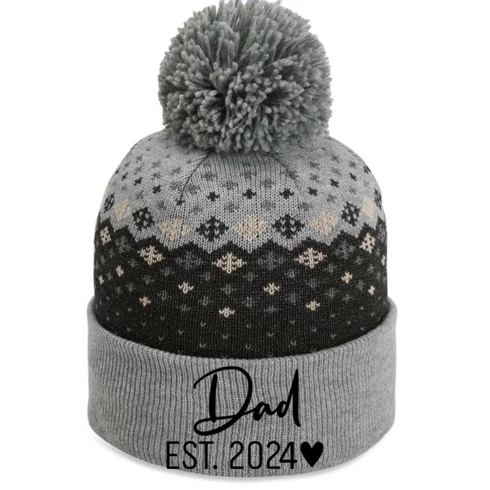 Dad Est. 2024 New Baby The Baniff Cuffed Pom Beanie