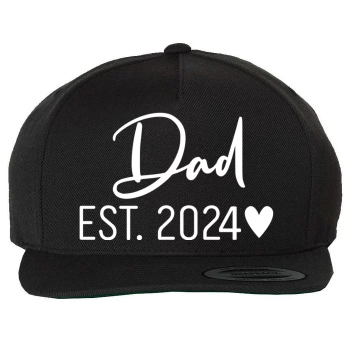 Dad Est. 2024 New Baby Wool Snapback Cap