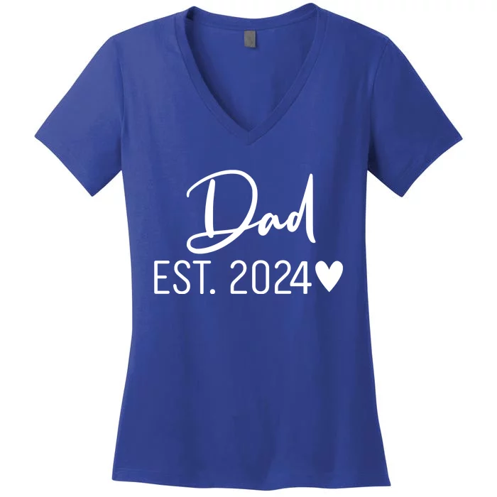 Dad Est. 2024 New Baby Women's V-Neck T-Shirt