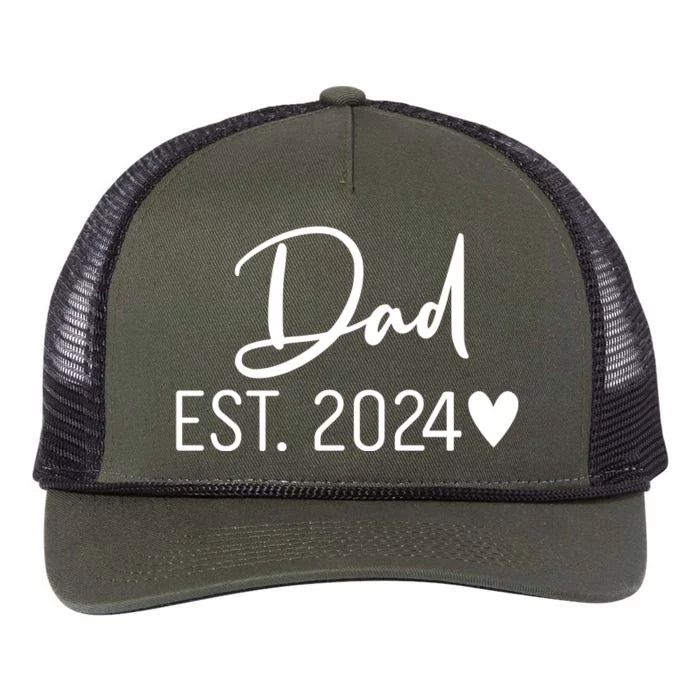 Dad Est. 2024 New Baby Retro Rope Trucker Hat Cap