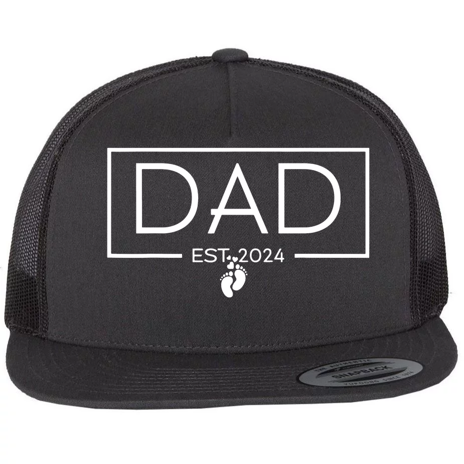 Dad Est 2024 Expect Baby 2024 Father 2024 New Dad 2024 Flat Bill   De26846527 Dad Est 2024 Expect Baby 2024 Father 2024 New Dad 2024  Black Fbth Garment.webp