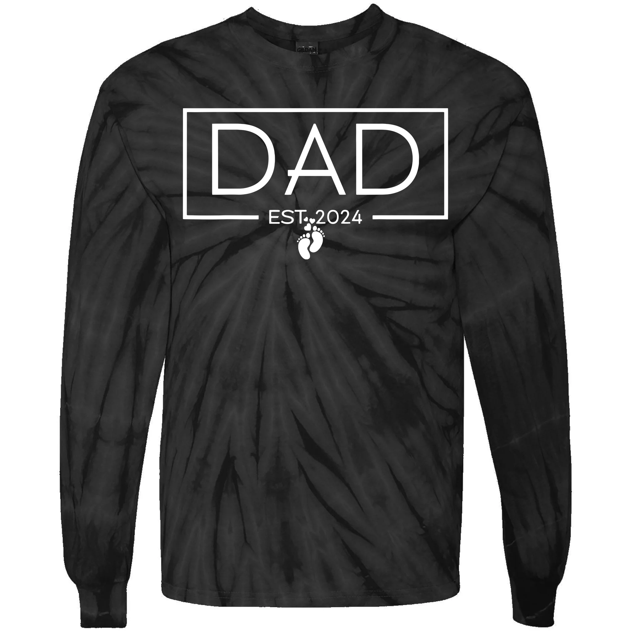 Dad Est 2024 Expect Baby 2024 Father 2024 New Dad 2024 Tie Dye Long   De26846527 Dad Est 2024 Expect Baby 2024 Father 2024 New Dad 2024  Black Tdls Garment.webp