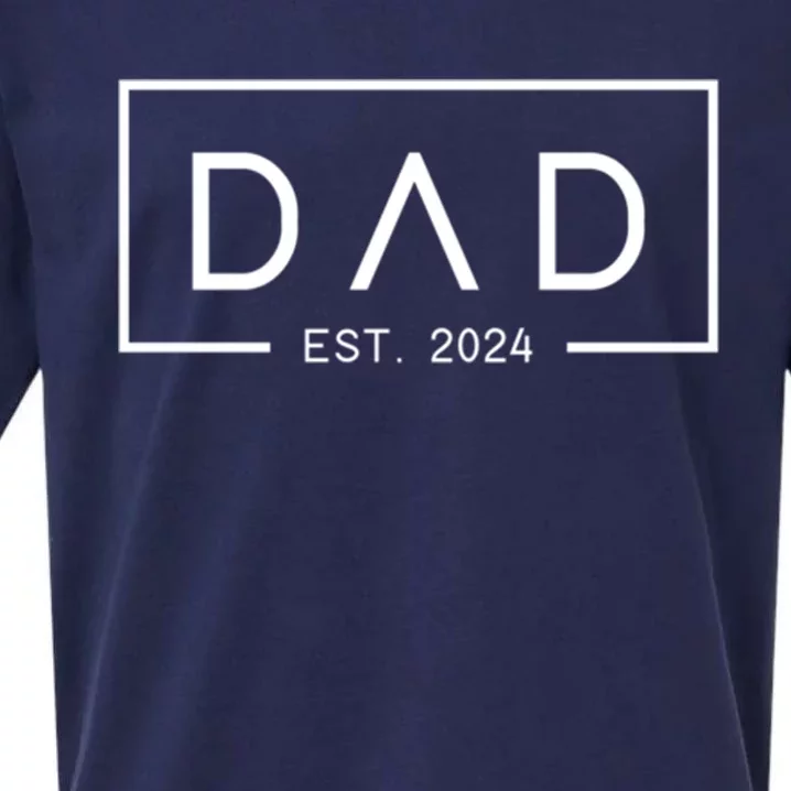 Dad Est 2024 First Dad FatherS Day 2024 New Dad Cute Gift Sueded Cloud Jersey T-Shirt