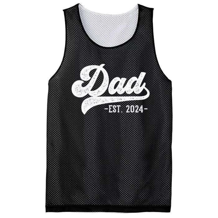 Dad Est 2024 Dad To Be Gifts New Dad Mesh Reversible Basketball Jersey Tank