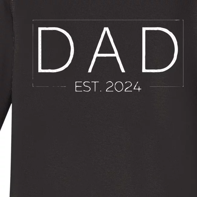 Dad Est. 2024 Promoted To Father 2024 First Fathers Day Baby Long Sleeve Bodysuit