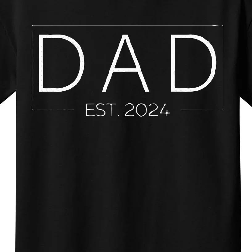 Dad Est. 2024 Promoted To Father 2024 First Fathers Day Kids T-Shirt