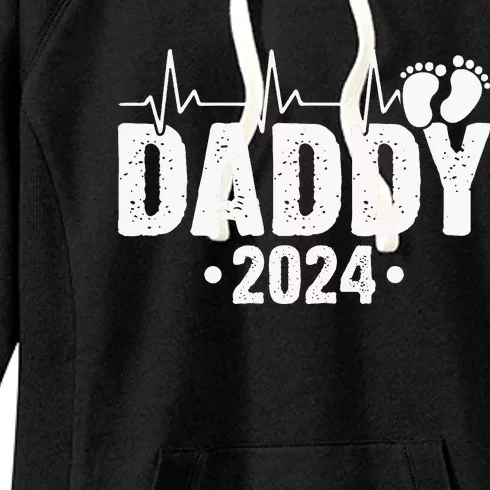 Dad Est 2024 First Fathers Day 2024 Promoted To Daddy Women's Fleece Hoodie