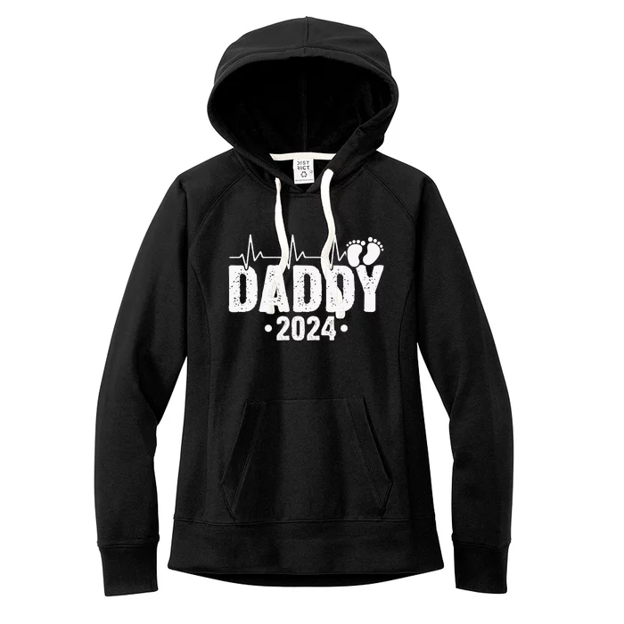 Dad Est 2024 First Fathers Day 2024 Promoted To Daddy Women's Fleece Hoodie