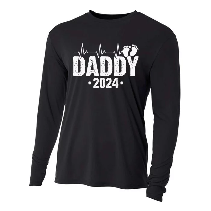 Dad Est 2024 First Fathers Day 2024 Promoted To Daddy Cooling Performance Long Sleeve Crew