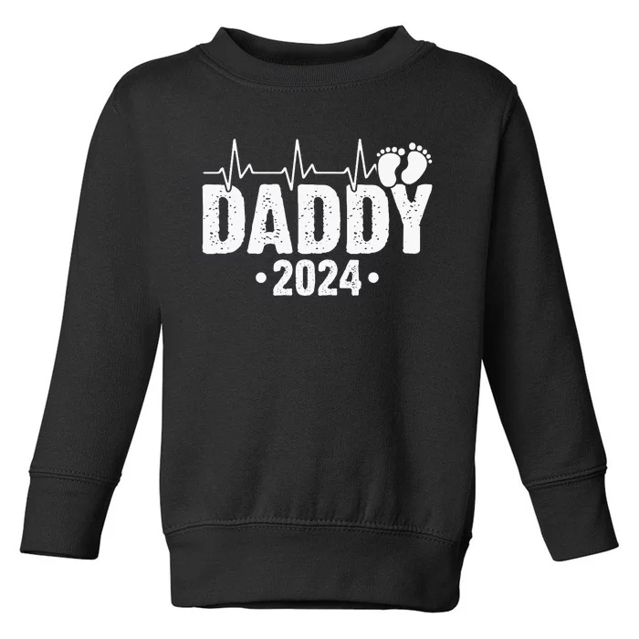 Dad Est 2024 First Fathers Day 2024 Promoted To Daddy Toddler Sweatshirt