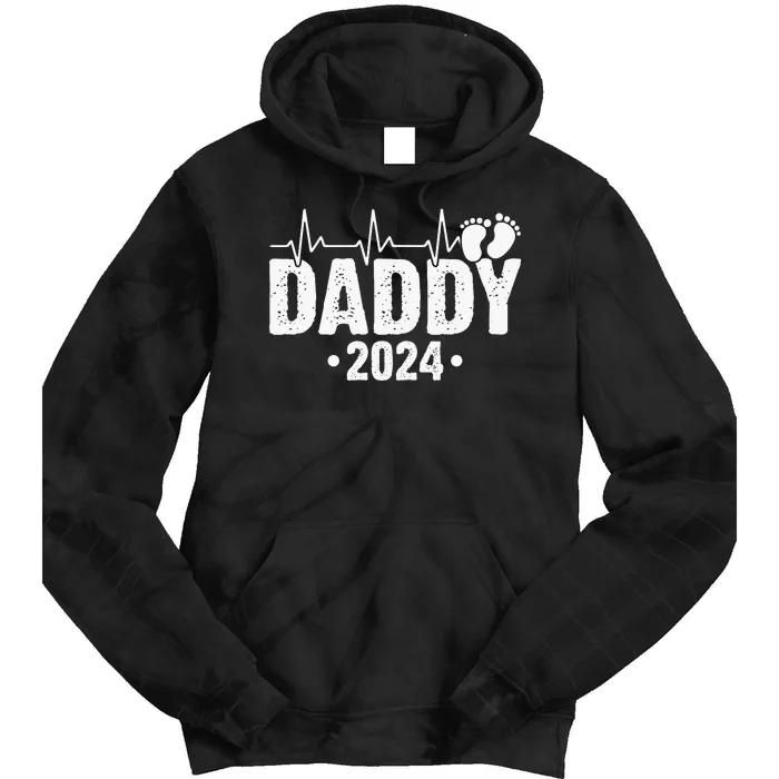 Dad Est 2024 First Fathers Day 2024 Promoted To Daddy Tie Dye Hoodie