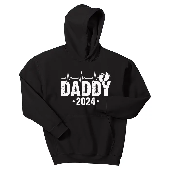 Dad Est 2024 First Fathers Day 2024 Promoted To Daddy Kids Hoodie