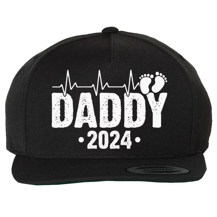 Dad Est 2024 First Fathers Day 2024 Promoted To Daddy Wool Snapback Cap