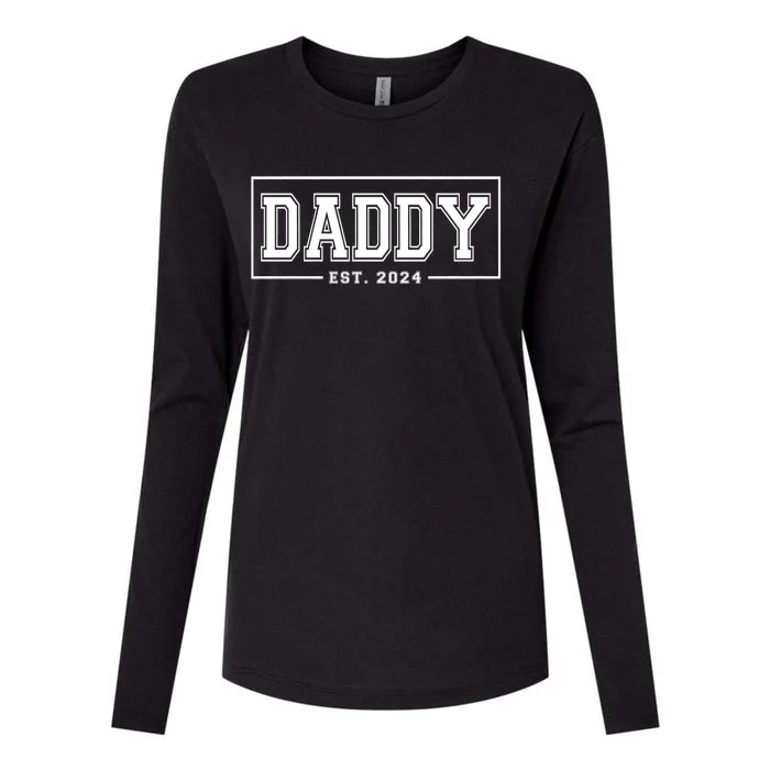 Daddy Est 2024 Promoted To Dad 2024 Pregnancy Announcement Womens Cotton Relaxed Long Sleeve T-Shirt