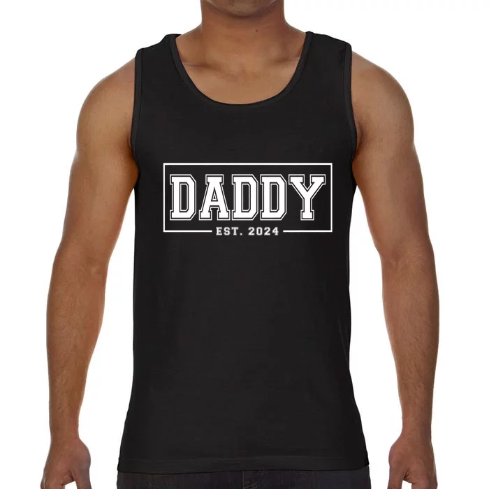 Daddy Est 2024 Promoted To Dad 2024 Pregnancy Announcement Comfort Colors® Tank Top