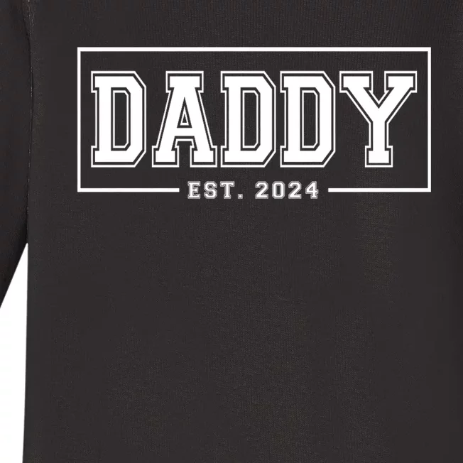 Daddy Est 2024 Promoted To Dad 2024 Pregnancy Announcement Baby Long Sleeve Bodysuit