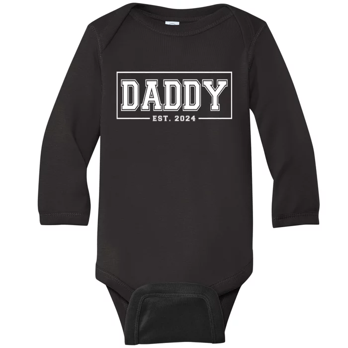 Daddy Est 2024 Promoted To Dad 2024 Pregnancy Announcement Baby Long Sleeve Bodysuit