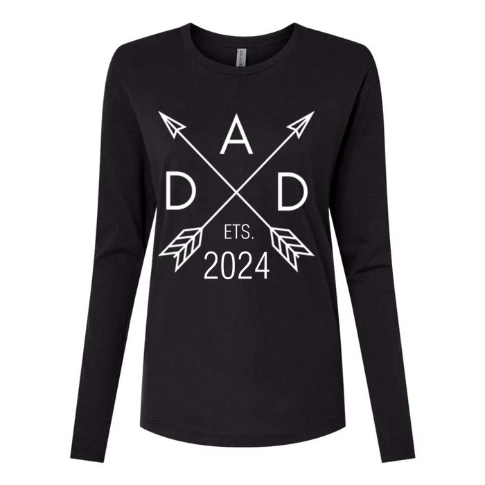 Dad Est 2023 FatherS Day 1st Time Dad New Daddy New Parents Gift Womens Cotton Relaxed Long Sleeve T-Shirt