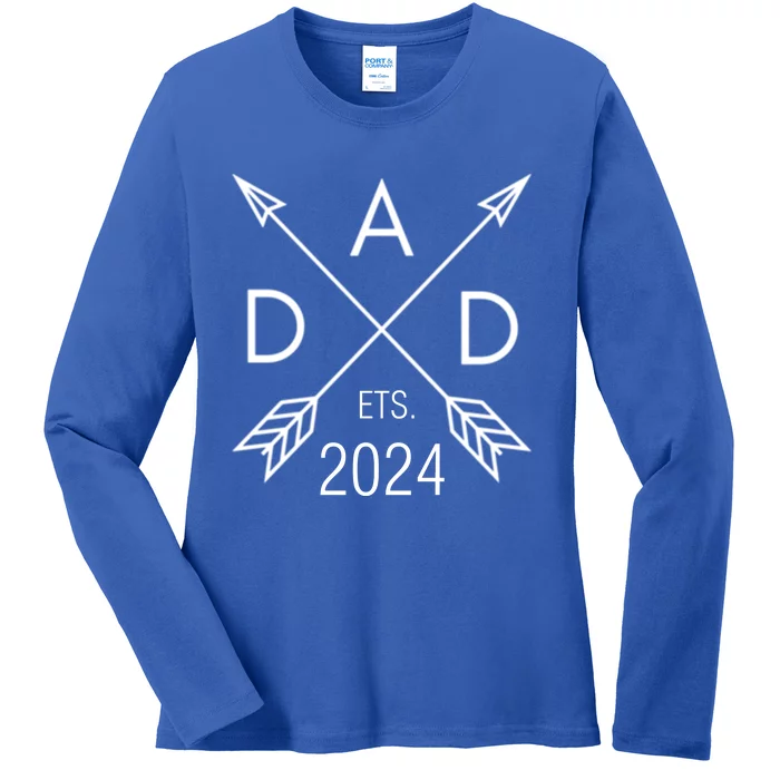 Dad Est 2023 FatherS Day 1st Time Dad New Daddy New Parents Gift Ladies Long Sleeve Shirt