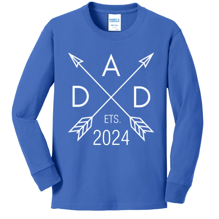 Dad Est 2023 FatherS Day 1st Time Dad New Daddy New Parents Gift Kids Long Sleeve Shirt