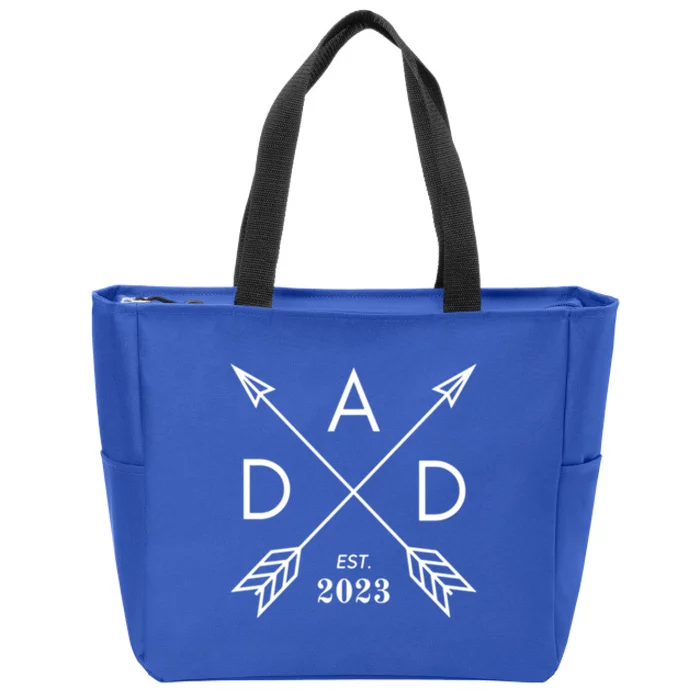 Dad Est 2023 FatherS Day 1st Time Dad New Daddy New Parents Meaningful Gift Zip Tote Bag