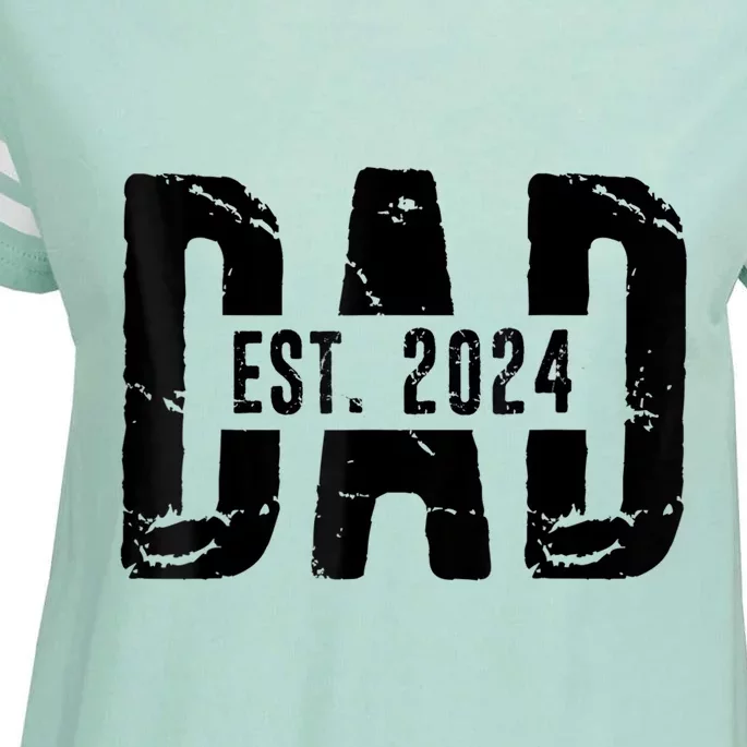 Dad Est. 2024 Gift Dad Fathertobe 2024 Fathers Day Enza Ladies Jersey Football T-Shirt