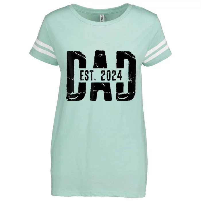 Dad Est. 2024 Gift Dad Fathertobe 2024 Fathers Day Enza Ladies Jersey Football T-Shirt