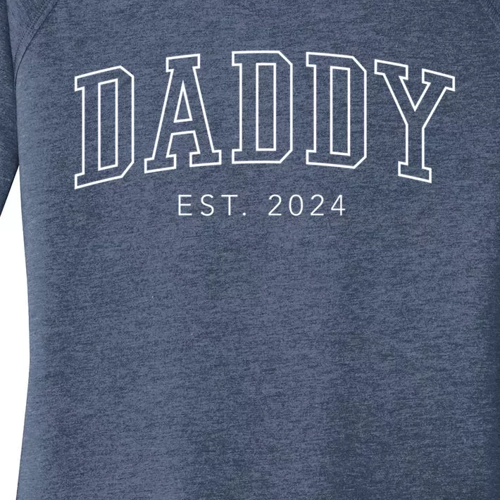 Daddy Est 2024 New Dad Fathers Day Gift Women's Perfect Tri Tunic Long Sleeve Shirt