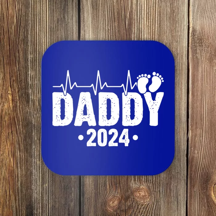 Dad Est 2024 First Fathers Day 2024 Promoted To Daddy Cool Gift Coaster