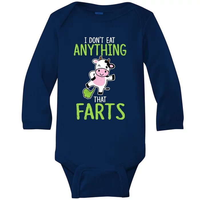 Dont Eat Anything That Farts Vegan Vegetarian Cows Gift Baby Long Sleeve Bodysuit