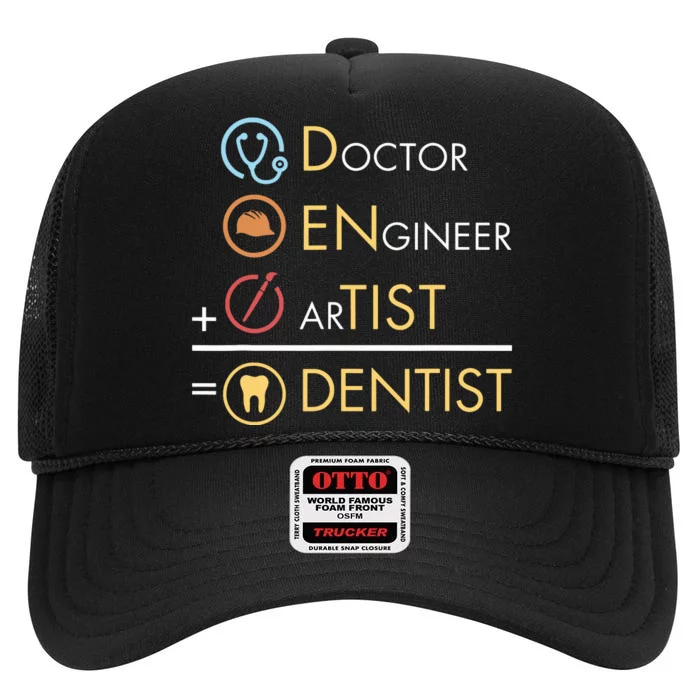 Doctor Engineer Artist Dentist Funny Dental High Crown Mesh Trucker Hat