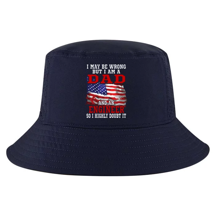 Dad Engineer American Flag Funny Patriotic Gift Cool Comfort Performance Bucket Hat