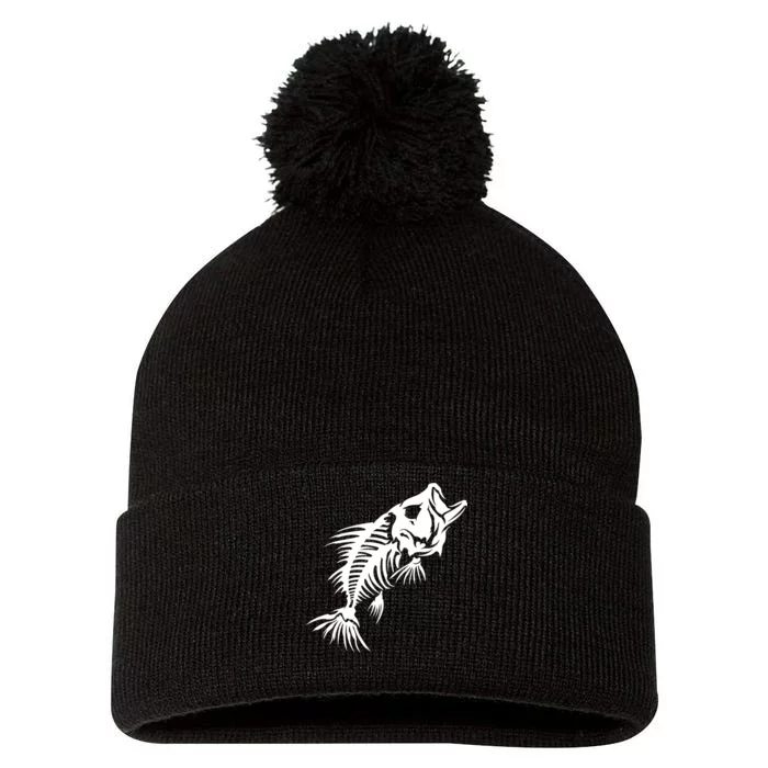 Dead Fish Skeleton X-Ray Pom Pom 12in Knit Beanie