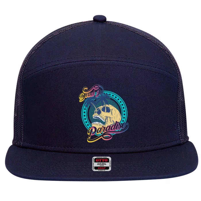 Dead In Paradise Tropical Skull 7 Panel Mesh Trucker Snapback Hat