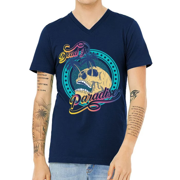 Dead In Paradise Tropical Skull V-Neck T-Shirt