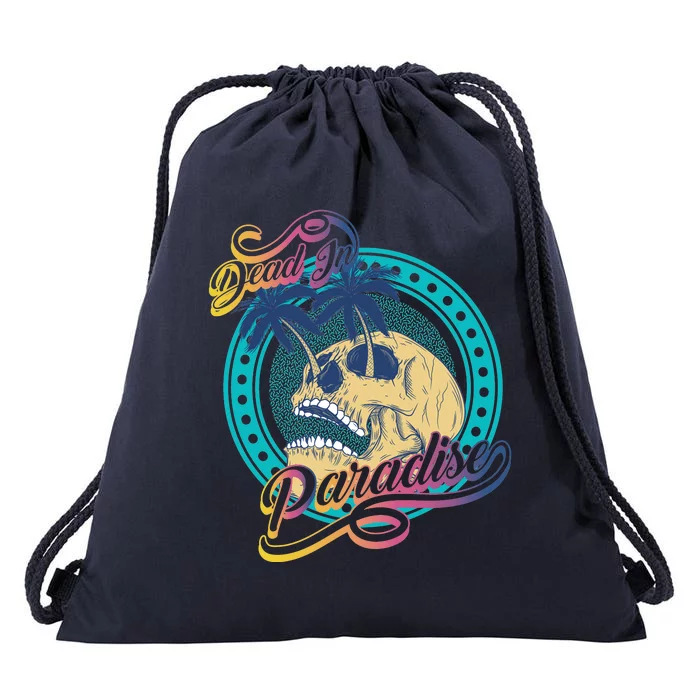 Dead In Paradise Tropical Skull Drawstring Bag