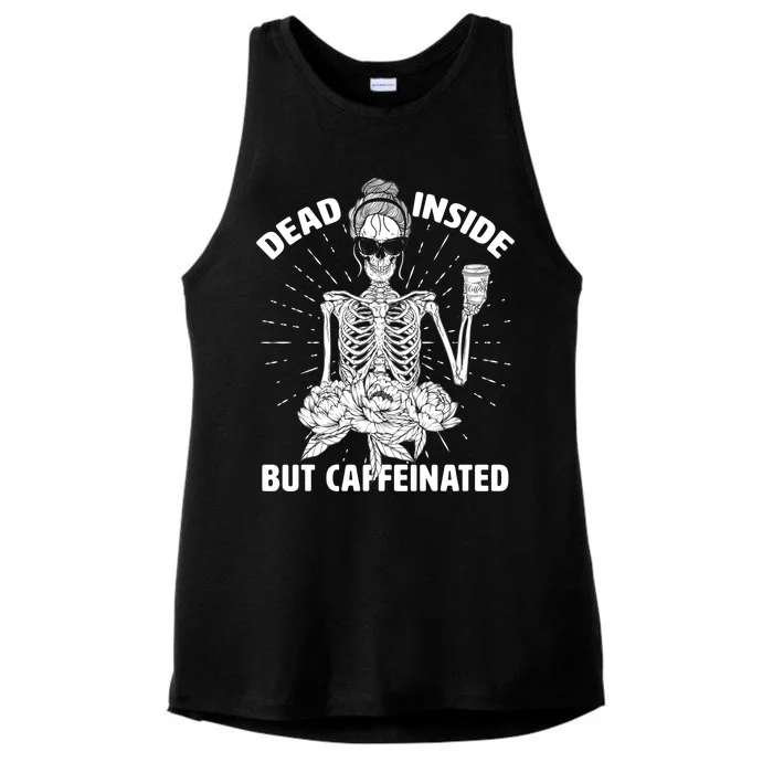 Dead Inside But Caffeinated Ladies Tri-Blend Wicking Tank