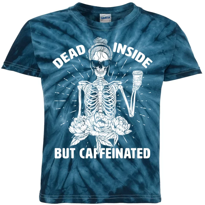 Dead Inside But Caffeinated Kids Tie-Dye T-Shirt