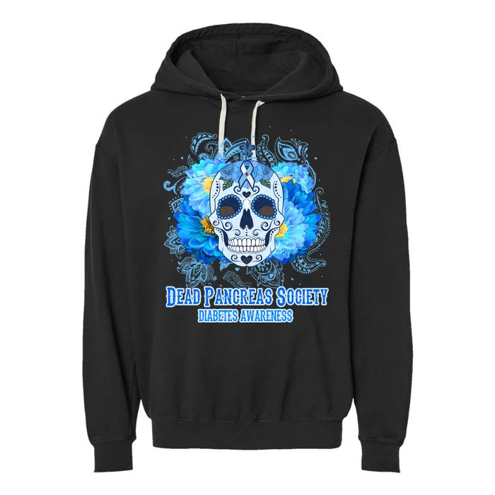 Dead Pancreas Society Diabetes Awareness Sugar Skull Garment-Dyed Fleece Hoodie