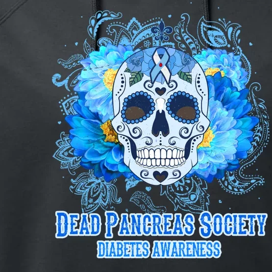 Dead Pancreas Society Diabetes Awareness Sugar Skull Performance Fleece Hoodie