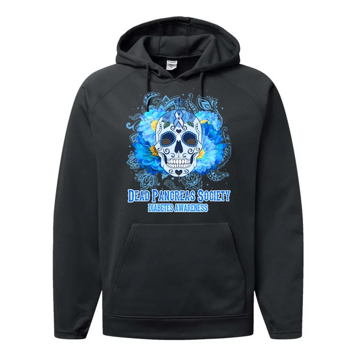 Dead Pancreas Society Diabetes Awareness Sugar Skull Performance Fleece Hoodie